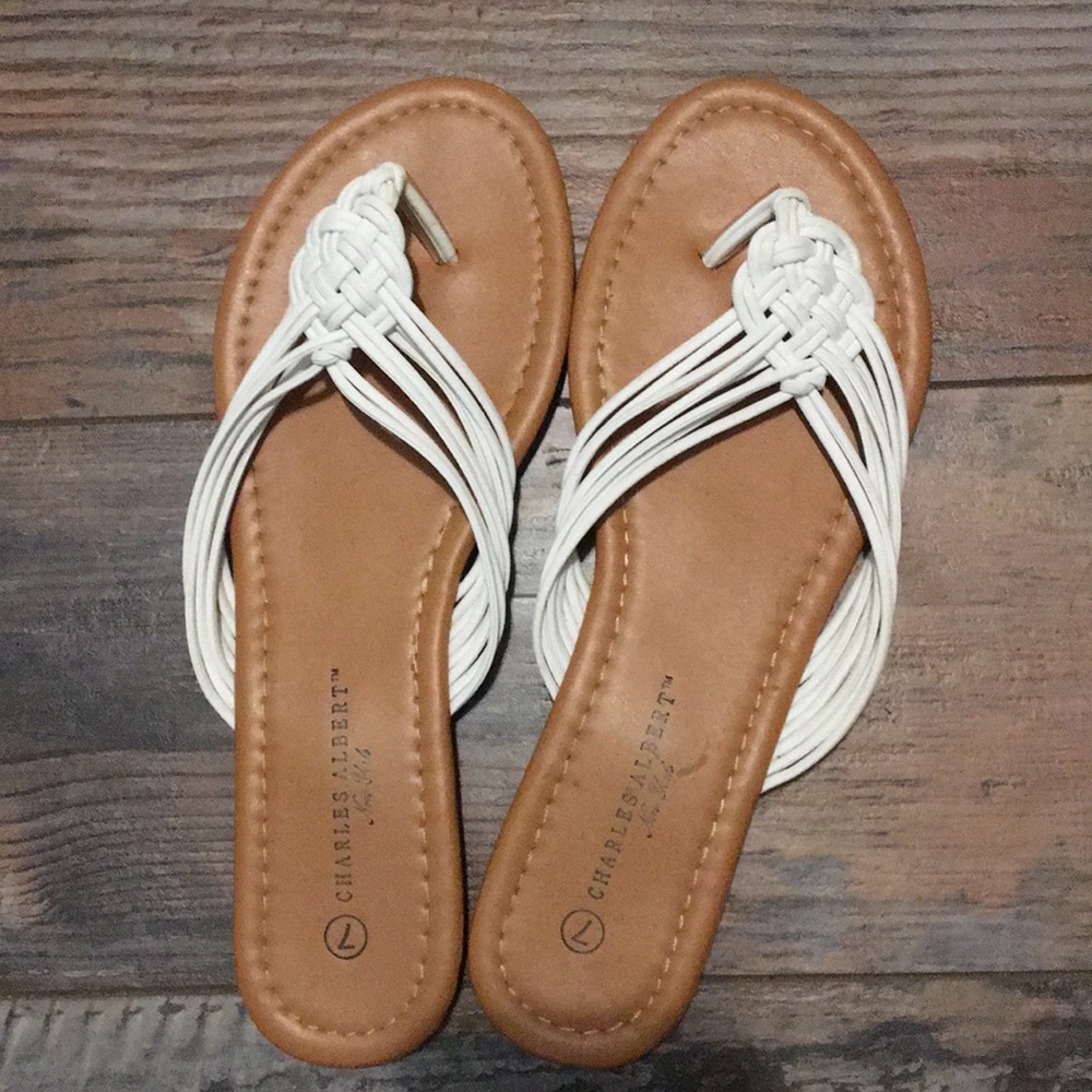 White never worn flip flops